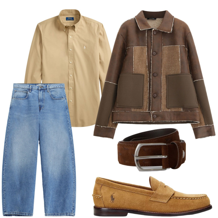 Outfit uomo - Streetwear oversize. Stile Trendy per Tutti i giorni. Abbinamento con cinture, jeans, cappotti, scarpe stringate, camicie.