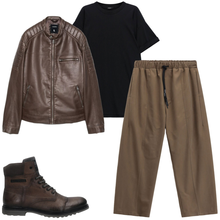 Outfit uomo - City. Stile Urban per Tutti i giorni. Abbinamento con pantaloni, t-shirt, giacche, anfibi.