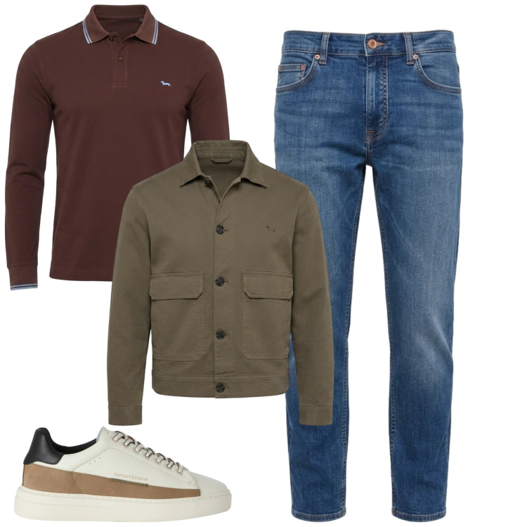 Outfit uomo - The New Everyday - Harmont & Blaine. Stile Casual per Tutti i giorni. Abbinamento con sneakers, cappotti, jeans, polo.