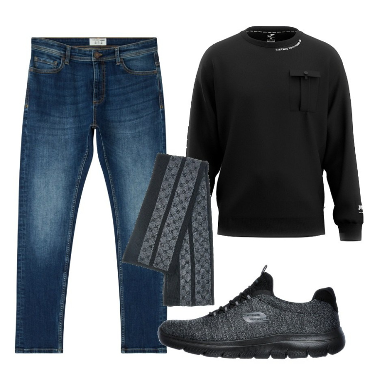 Outfit uomo - Accessori. Stile Casual per Serata speciale. Abbinamento con jeans skinny, felpe, sciarpe, sneakers.