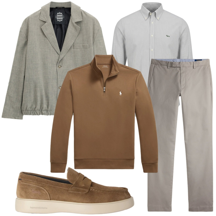 Outfit uomo - Minimal elegante. Stile Trendy per Tutti i giorni. Abbinamento con scarpe stringate, camicie, giacche, pantaloni, pullovers.