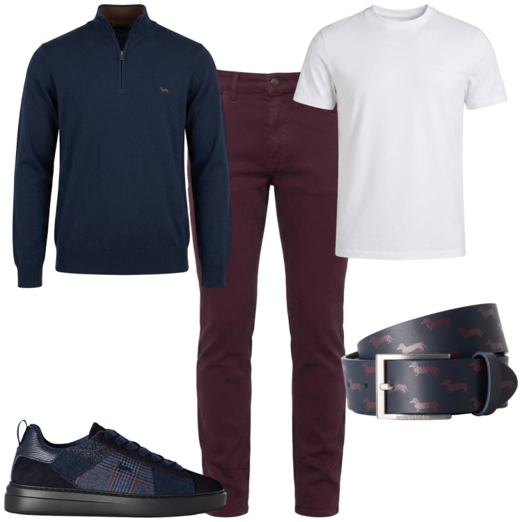 Outfit uomo - Trendy ufficio tempo libero. Stile Trendy per Ufficio. Abbinamento con sneakers, pantaloni, pullovers, t-shirt, cinture.