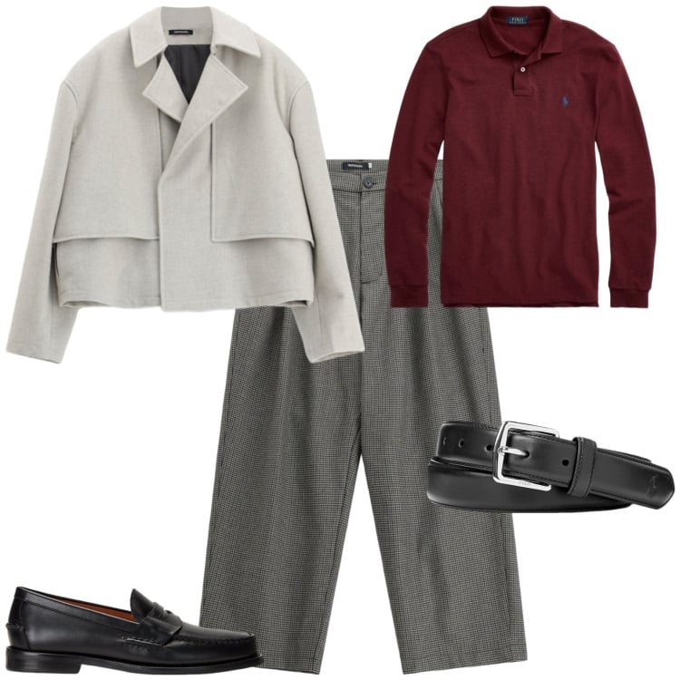 Outfit uomo - Nuova eleganza in ufficio tempo libero. Stile Business/Elegante per Ufficio. Abbinamento con pantaloni, giacche, polo, cinture, scarpe stringate.