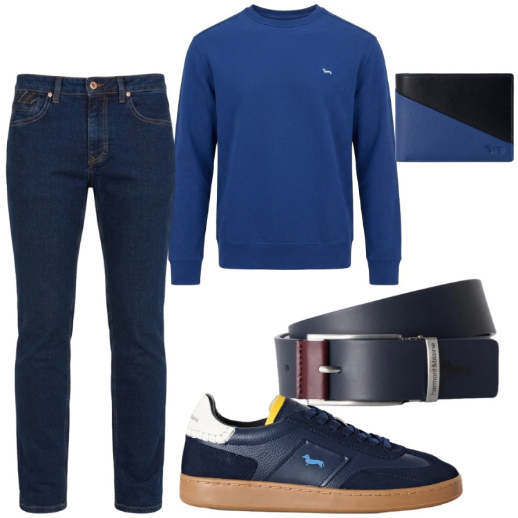 Outfit uomo - Total look #2485205. Stile Trendy per Tutti i giorni. Abbinamento con jeans, sneakers, cinture, portafogli, felpe.