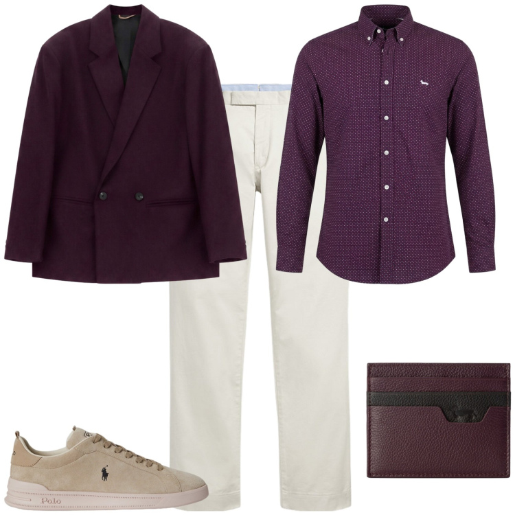 Outfit uomo - Nuova eleganza in ufficio. Stile Business/Elegante per Ufficio. Abbinamento con camicie, portafogli, giacche, pantaloni chino, sneakers.