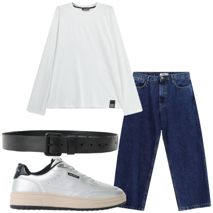 Outfit uomo - Imperial style. Stile Casual per Tutti i giorni. Abbinamento con jeans, cinture, t-shirt, sneakers.
