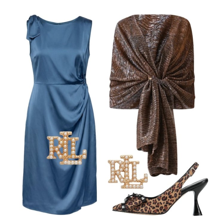 Outfit donna - La serata di festa. Stile Chic per Serata fuori. Abbinamento con décolleté, stole, vestiti midi/longuette, orecchini.