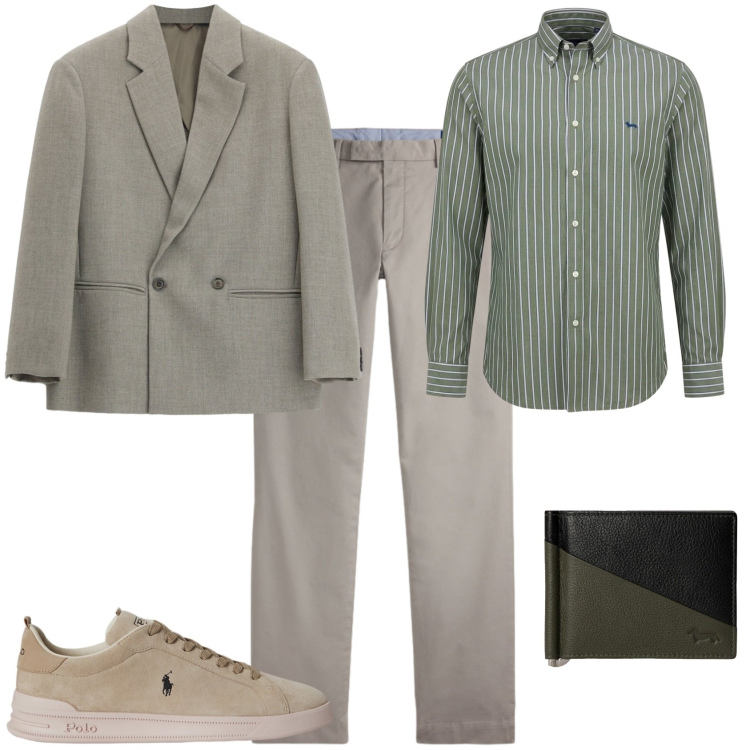 Outfit uomo - Business autunno. Stile Business/Elegante per Ufficio. Abbinamento con camicie, portafogli, giacche, pantaloni, sneakers.