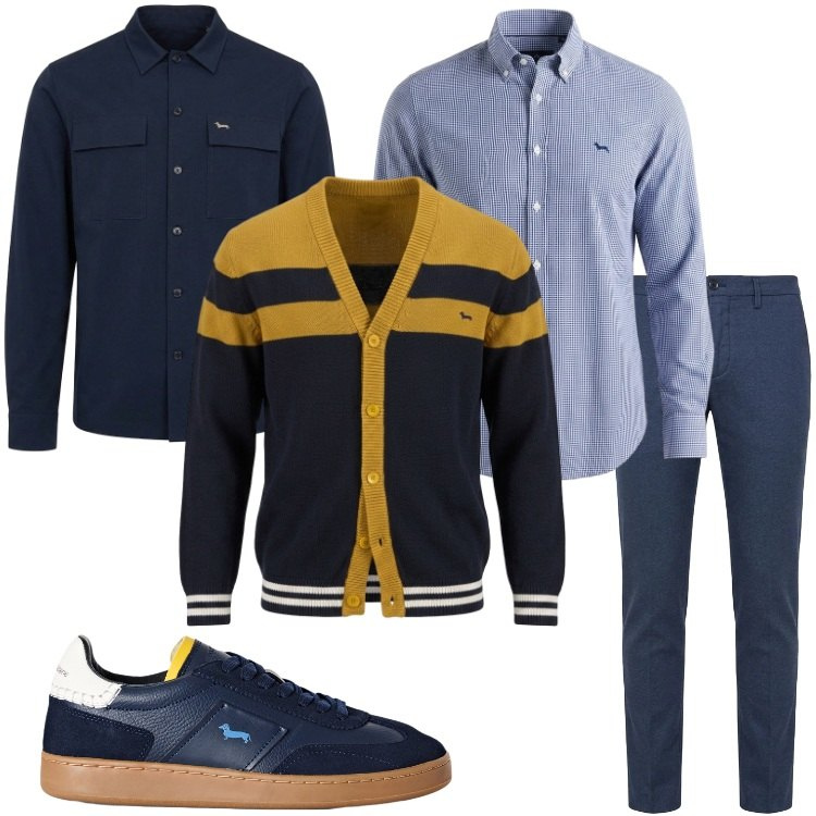 Outfit uomo - The New Everyday - Harmont & Blaine. Stile Urban per Ufficio. Abbinamento con cappotti, cardigans, camicie, pantaloni, sneakers.