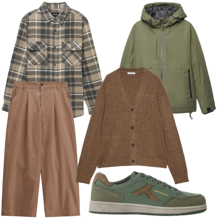 Outfit uomo - Camicia checked. Stile Casual per Tutti i giorni. Abbinamento con camicie, giacche, cardigans, pantaloni, sneakers.