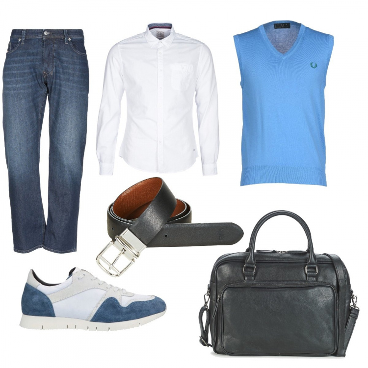 Outfit uomo - Casual in ufficio. per Ufficio. Abbinamento con vestito.