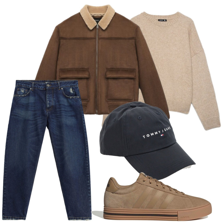 Outfit uomo - Jeans scuri. Stile Casual per Tutti i giorni. Abbinamento con jeans, maglieria, giacche, cappelli con visiera, sneakers.