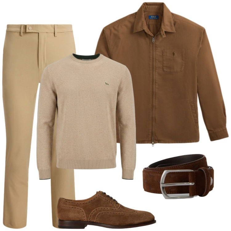 Outfit uomo - In ufficio. Stile Trendy per Ufficio. Abbinamento con cinture, maglieria, pantaloni, cappotti, scarpe stringate.