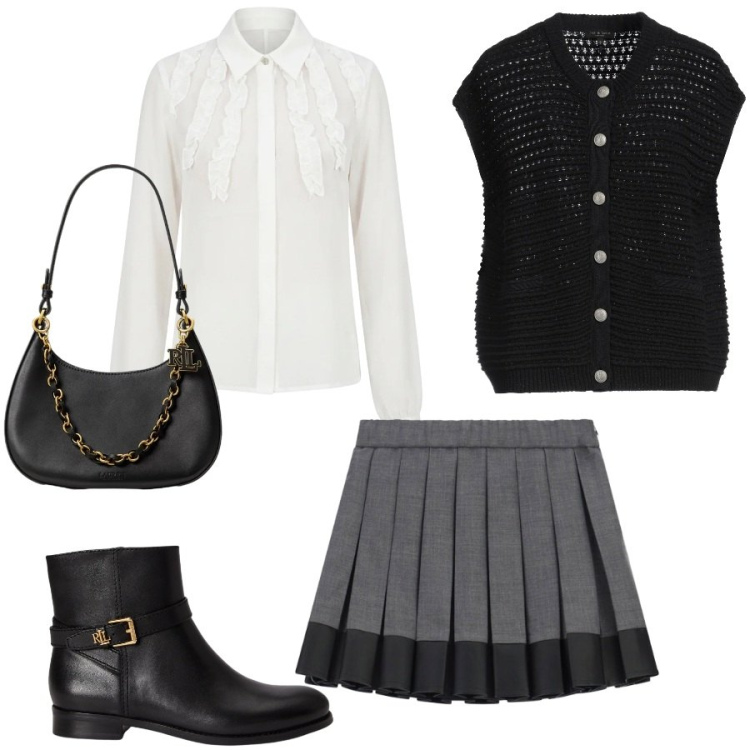 Outfit donna - Total look #2485557. Stile Casual chic per Tutti i giorni. Abbinamento con minigonne, stivaletti, borse a spalla, camicie, cardigans.