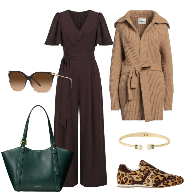 Outfit donna - Domenica rilassata. Stile Casual per Tutti i giorni. Abbinamento con cardigans, tute, occhiali da sole, braccialetti, borse tote, sneakers.
