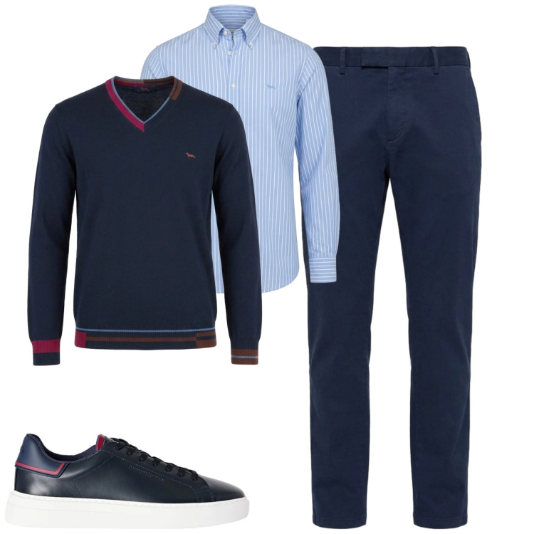 Outfit uomo - Ottobre. Stile Trendy per Tutti i giorni. Abbinamento con sneakers, camicie, pantaloni, maglieria.