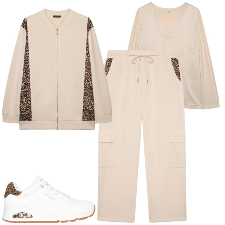 Outfit donna - Fiorella Rubino. Stile Casual per Tutti i giorni. Abbinamento con felpe, pantaloni cargo, t-shirt, sneakers alte.