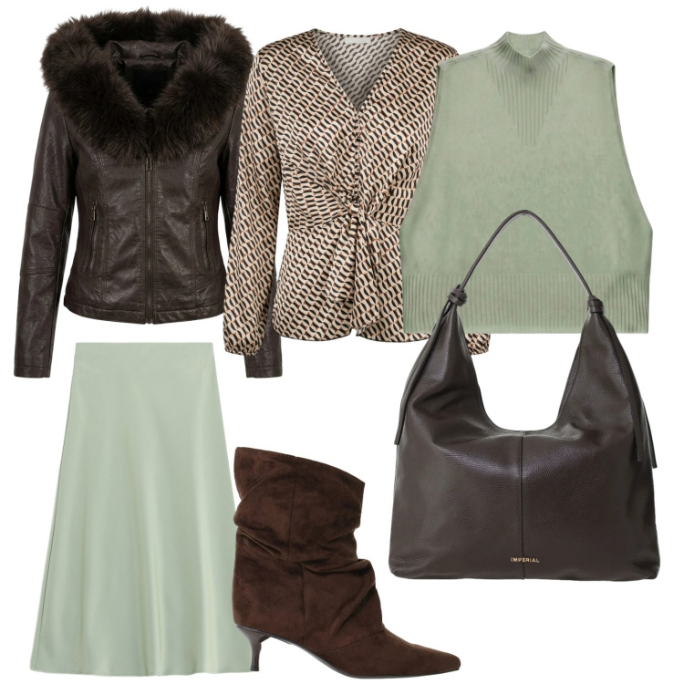 Outfit donna - Soft Leather. Stile Basic per Tutti i giorni. Abbinamento con gonne longuette, stivali, borse a spalla, maglieria, giacche, casacche.