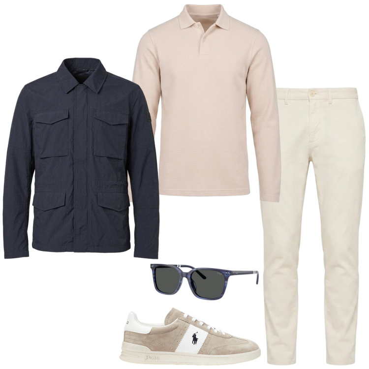 Outfit uomo - Total look #2485690. Stile Casual per Tutti i giorni. Abbinamento con pantaloni, polo, sneakers, occhiali da sole, cappotti.