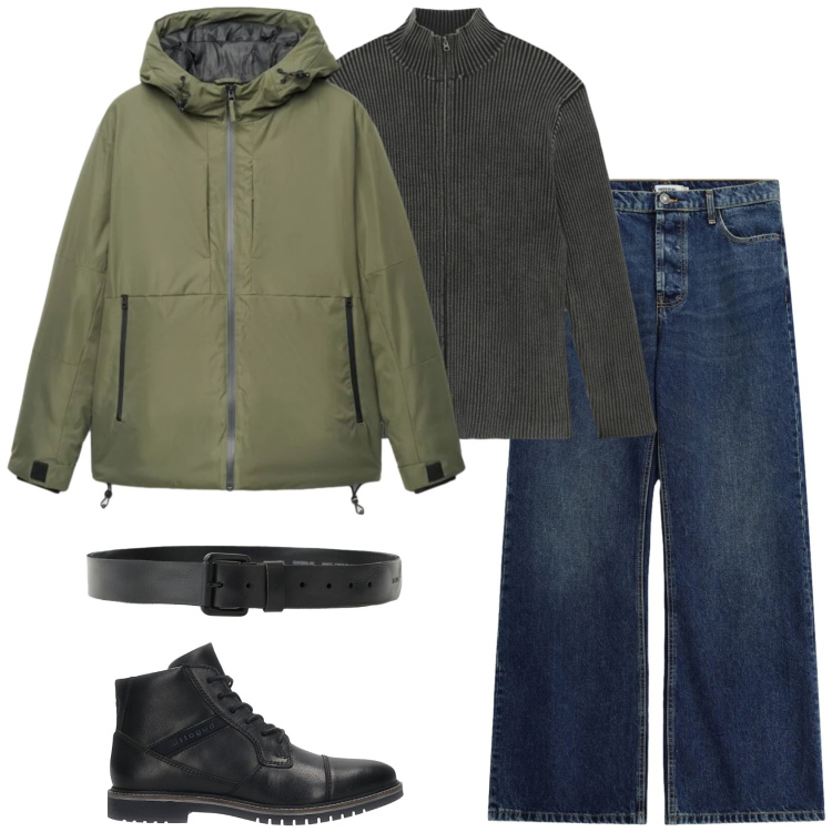 Outfit uomo - La Field jacket. Stile Urban per Tutti i giorni. Abbinamento con jeans, cinture, giacche, cardigans, anfibi.