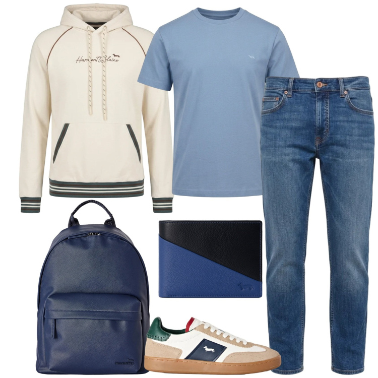 Outfit uomo - The New Everyday - Harmony & Blaine. Stile Urban per Tutti i giorni. Abbinamento con borse sportive, felpe con cappuccio, jeans, sneakers, t-shirt, portafogli.