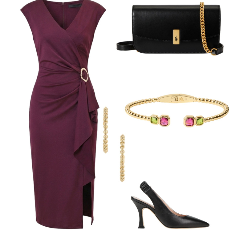 Outfit donna - Bracciale particolare. Stile Chic per Serata fuori. Abbinamento con décolleté, vestiti midi/longuette, clutch, braccialetti, orecchini.