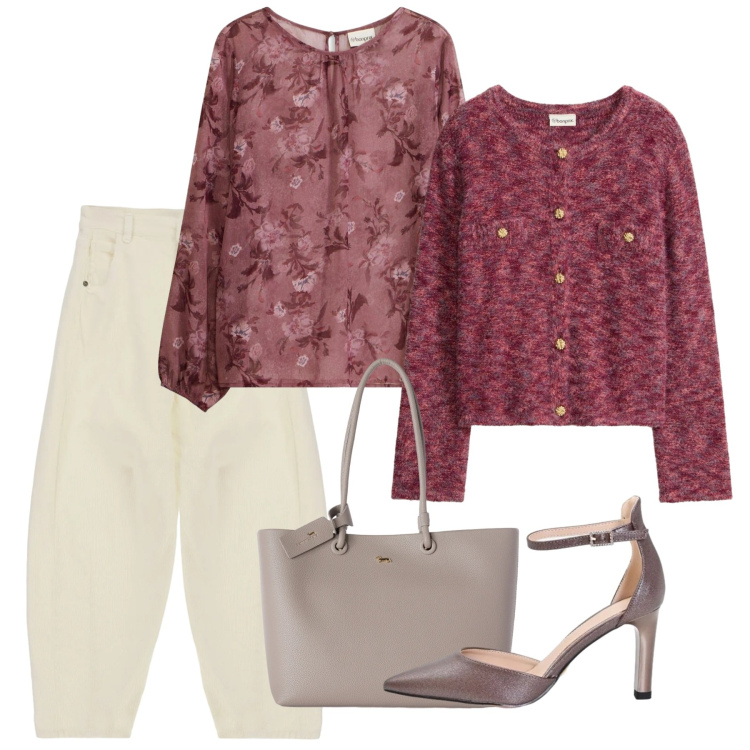 Outfit donna - Ottobre mix&match. Stile Bon Ton per Tutti i giorni. Abbinamento con shopping bag, jeans, décolleté, tuniche, cardigans.