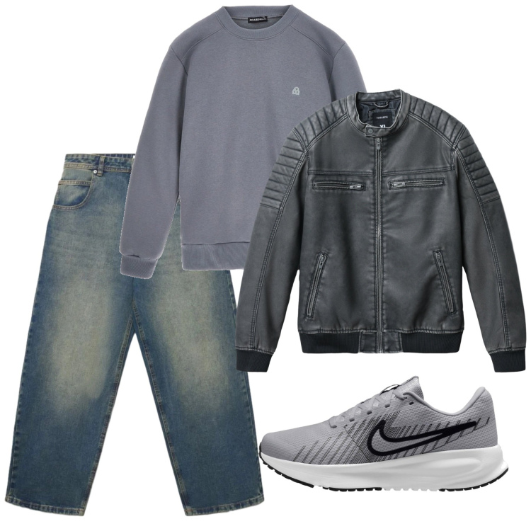 Outfit uomo - Ottobre. Stile Urban per Tutti i giorni. Abbinamento con giacche, jeans, felpe, sneakers.