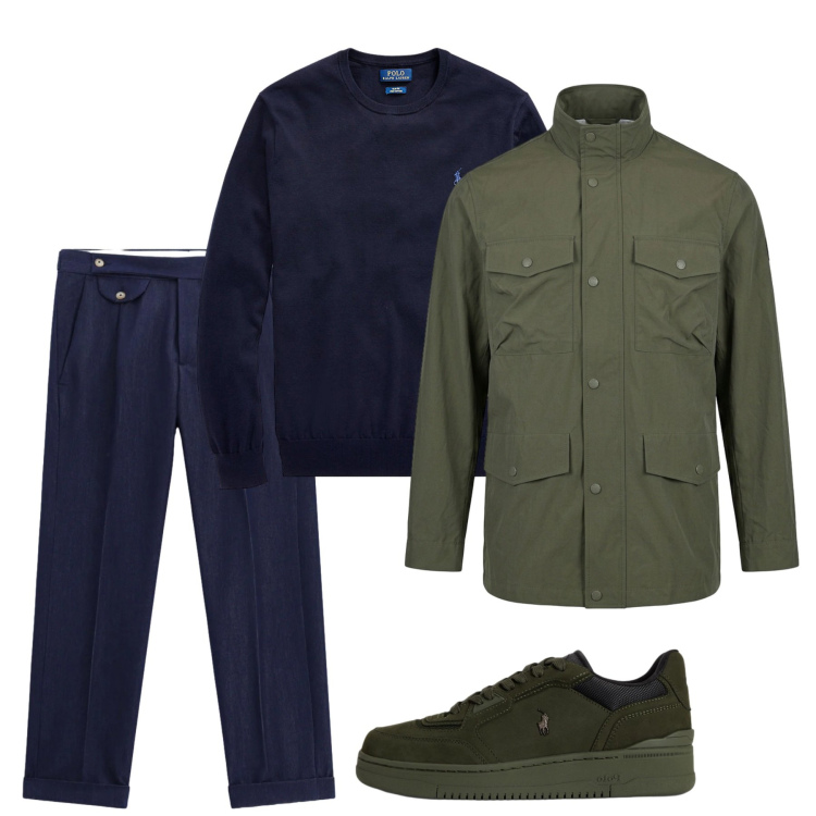 Outfit uomo - La Field Jacket. Stile Casual per Tutti i giorni. Abbinamento con pantaloni, maglieria, sneakers, giacche.