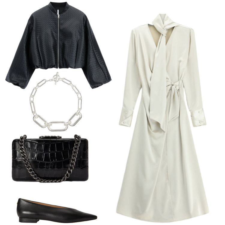 Outfit donna - Total look #2486035. Stile Trendy per Serata fuori. Abbinamento con vestiti lunghi, bomber, collane, ballerine, clutch.