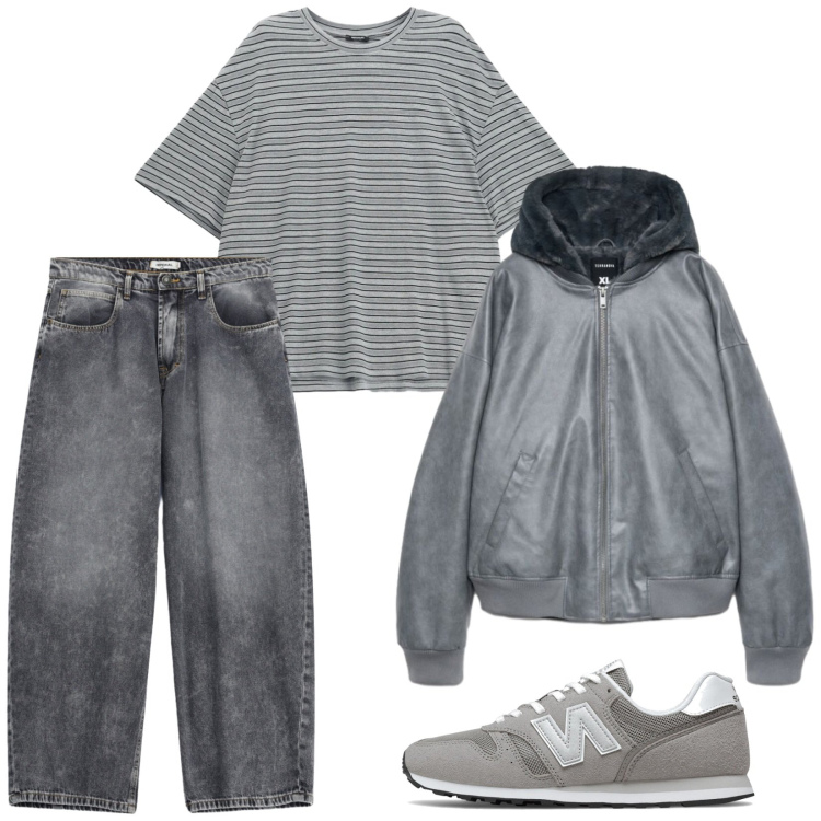 Outfit uomo - Total look #2486039. Stile Casual per Tutti i giorni. Abbinamento con t-shirt, jeans, bomber, sneakers.