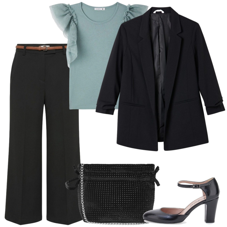Outfit donna - La t shirt è tutto. Stile Casual chic per Ufficio. Abbinamento con pantaloni, blazer, t-shirt, borse a tracolla, décolleté.