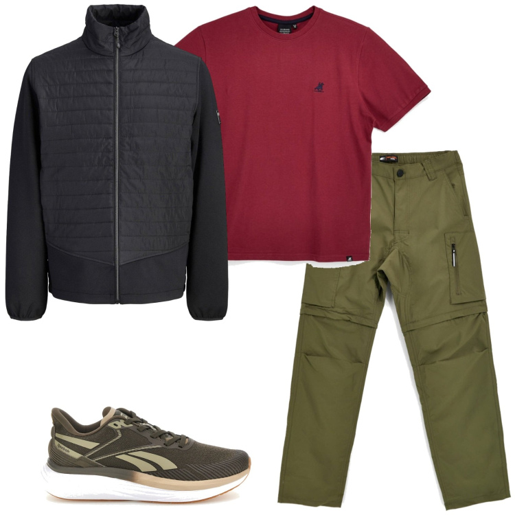 Outfit uomo - Walking. Stile Casual per Sport. Abbinamento con t-shirt, giacche, sneakers, pantaloni.
