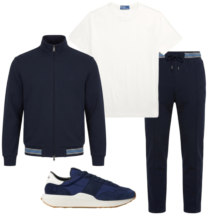 Outfit uomo - In tuta. Stile Casual per Sport. Abbinamento con pantaloni, felpe, t-shirt, sneakers.
