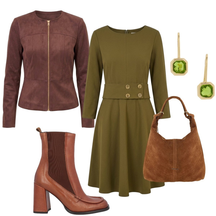 Outfit donna - Vintage ma sempre attuale. Stile Vintage retrò per Tutti i giorni. Abbinamento con borse a spalla, orecchini, blazer, vestiti corti, stivaletti chelsea.