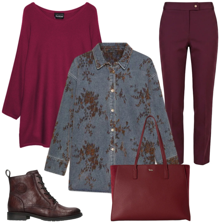 Outfit donna - Total look #2486147. Stile Romantica per Tutti i giorni. Abbinamento con shopping bag, maglieria, cappotti, pantaloni, anfibi.
