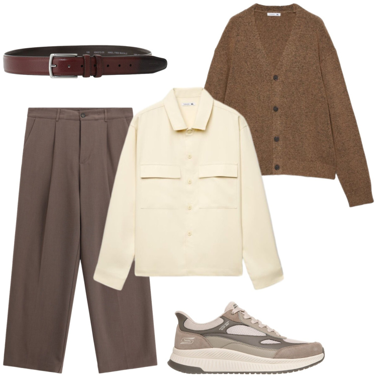 Outfit uomo - Total look #2486195. Stile Casual per Tutti i giorni. Abbinamento con cinture, pantaloni, camicie, cardigans, sneakers.
