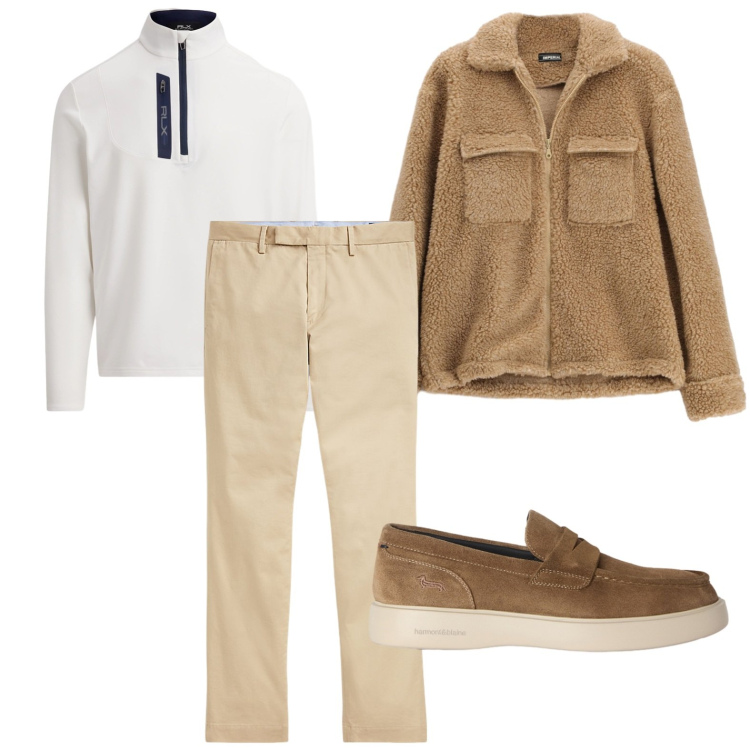 Outfit uomo - Relaxed fit. Stile Casual per Tutti i giorni. Abbinamento con scarpe stringate, cappotti, pantaloni chino, pullovers.