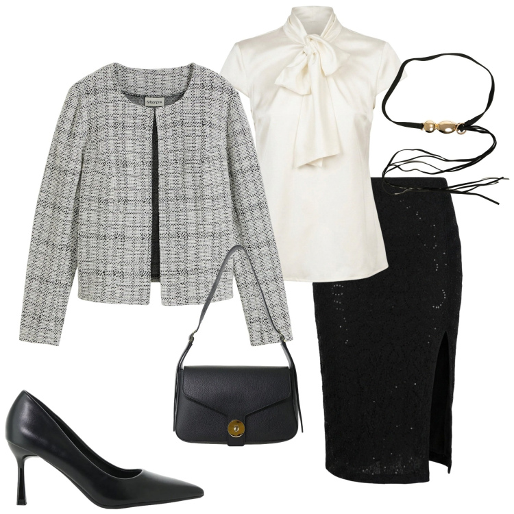 Outfit donna - Gilmore style. Stile Chic per Tutti i giorni. Abbinamento con borse a spalla, décolleté, gonne longuette, camicie, cinture, cardigans.