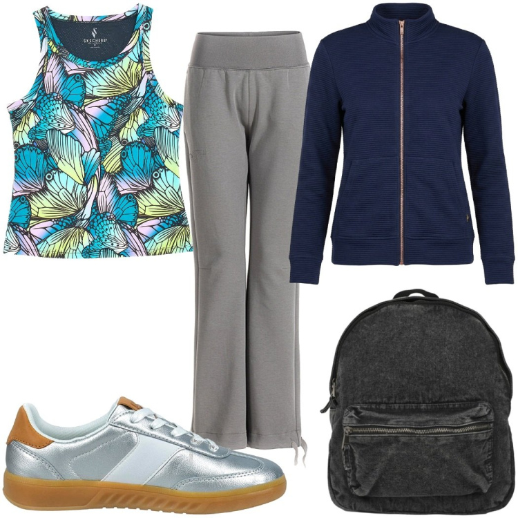 Outfit donna - Total look #2486295. Stile Basic per Sport. Abbinamento con zaini, sneakers, pantaloni, canottiere, blazer.