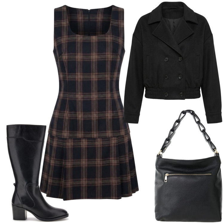 Outfit donna - Total look #2486335. Stile Chic per Tutti i giorni. Abbinamento con borse a spalla, vestiti corti, cappotti, stivali.
