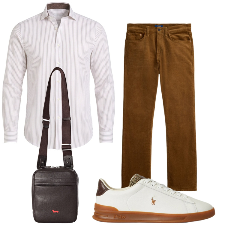 Outfit uomo - Total look #2486376. Stile Trendy per Tutti i giorni. Abbinamento con camicie, borse sportive, pantaloni, sneakers.