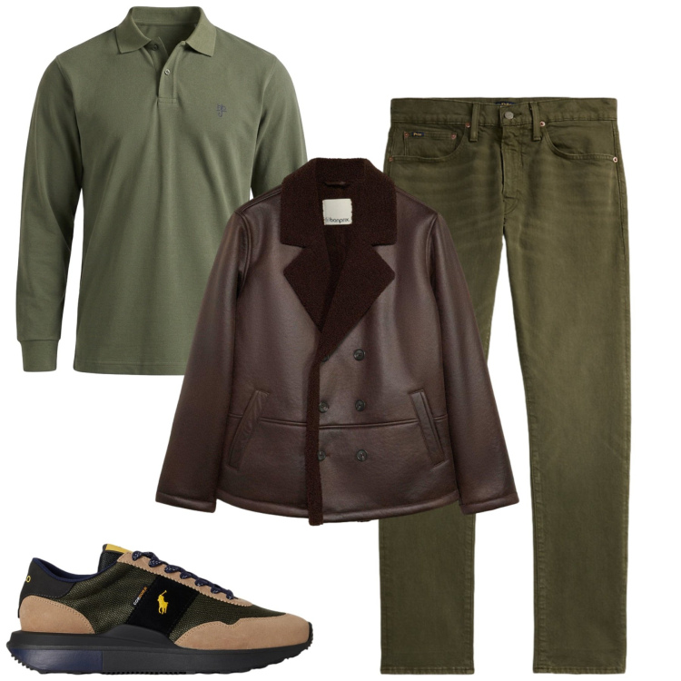 Outfit uomo - Fall. Stile Urban per Tutti i giorni. Abbinamento con polo, jeans, sneakers, giacche.