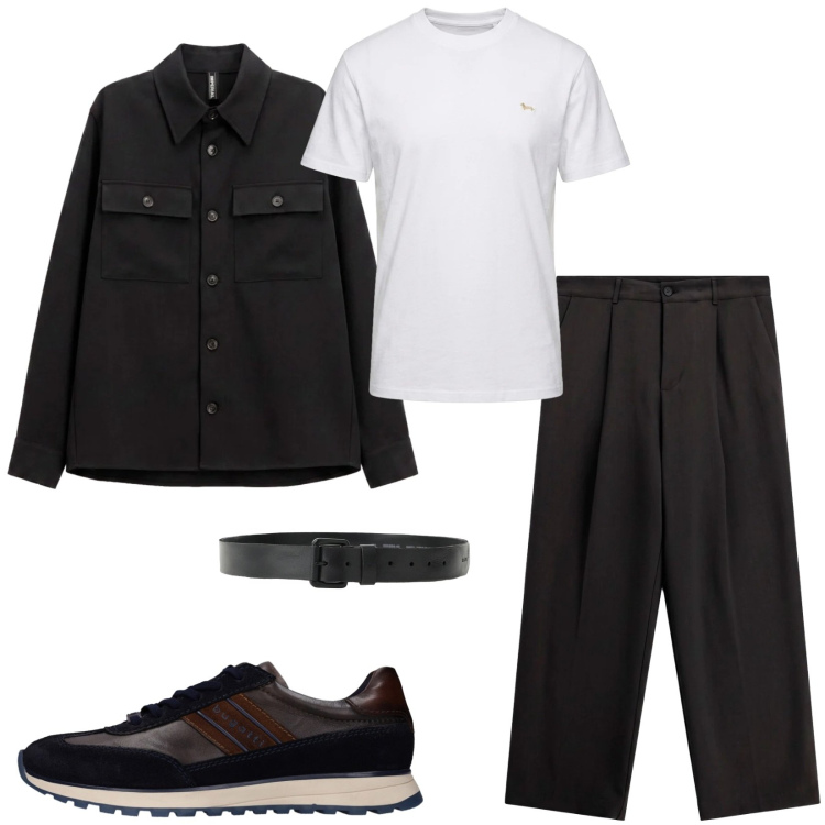 Outfit uomo - Total look #2486507. Stile Trendy per Serata speciale. Abbinamento con t-shirt, pantaloni, cinture, cappotti, sneakers.