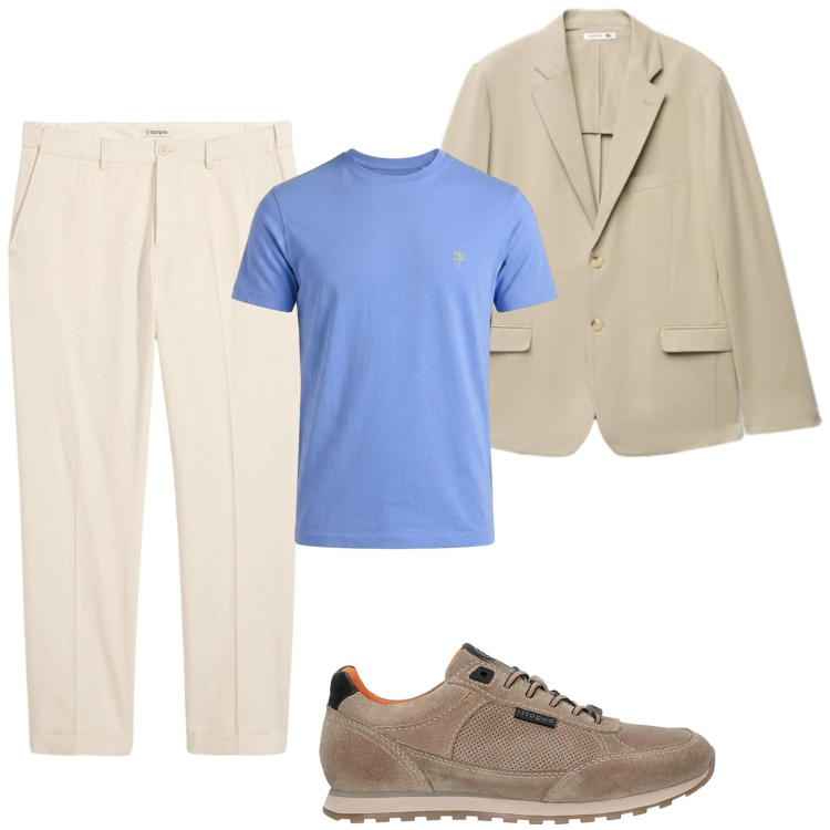 Outfit uomo - Total look #2486510. Stile Casual per Ufficio. Abbinamento con t-shirt, giacche, sneakers, pantaloni.