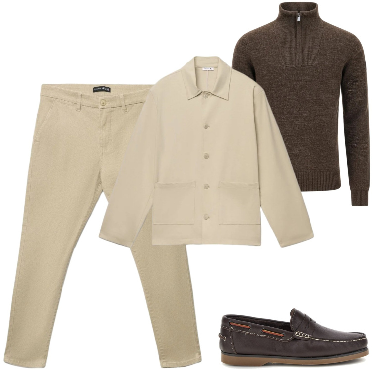 Outfit uomo - Total look #2486513. Stile Casual per Ufficio. Abbinamento con cappotti, pantaloni chino, maglieria, scarpe stringate.
