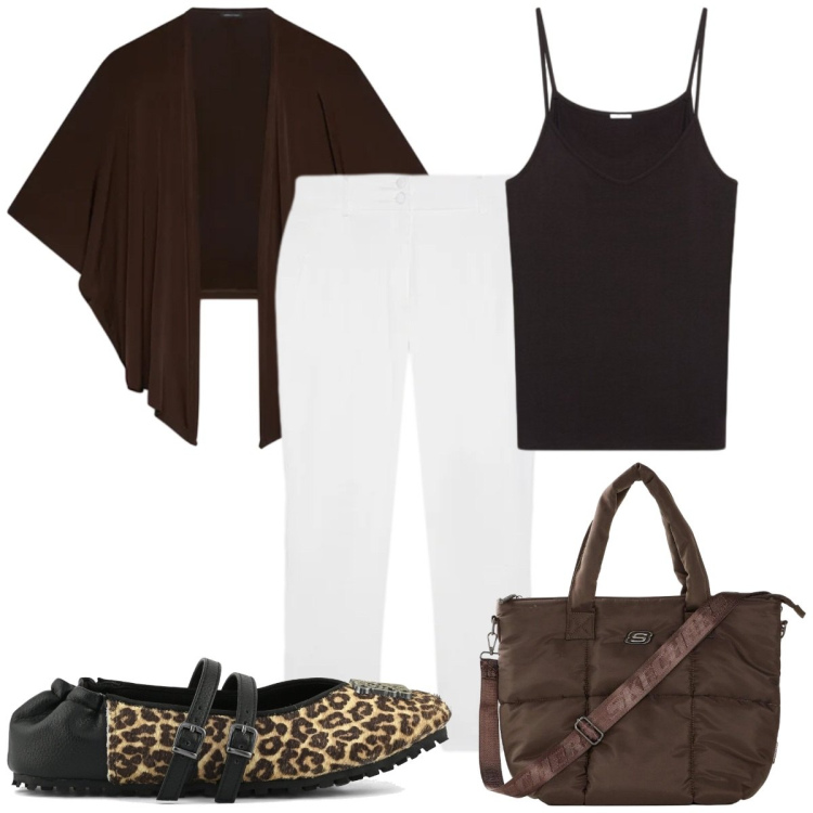 Outfit donna - Total look #2486514. Stile Trendy per Tutti i giorni. Abbinamento con blazer, pantaloni, canottiere, shopping bag, ballerine.