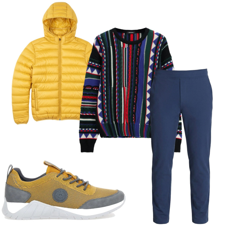 Outfit uomo - Total look #2486534. Stile Casual per Tutti i giorni. Abbinamento con maglieria, bomber, sneakers, pantaloni.