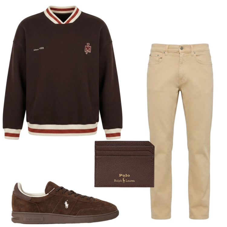 Outfit uomo - Total look #2486535. Stile Casual per Tutti i giorni. Abbinamento con pantaloni, felpe, portafogli, sneakers.