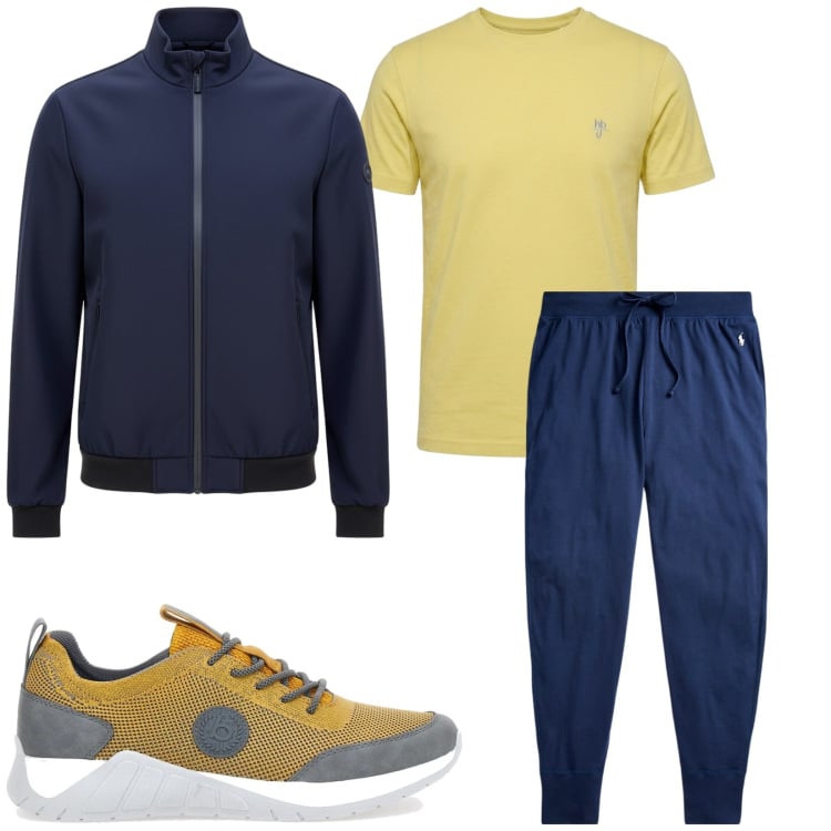 Outfit uomo - Total look #2486539. Stile Urban per Sport. Abbinamento con t-shirt, pantaloni, giacche, sneakers.